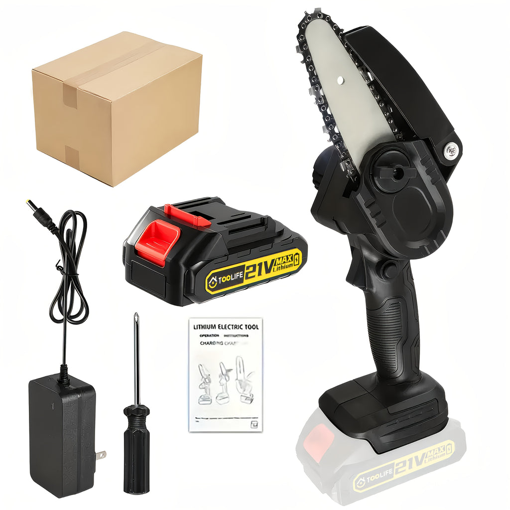 Mini Chainsaw Cordless, 6/12 Inch Handheld Electric Portable Power Chainsaw, 2 Rechargeable Batteries And Toolbox, Tree Trimming Wood Working & Cutting. Courtyard, Household, Survival Outdoor Tools. Gardening Supplies & Equip