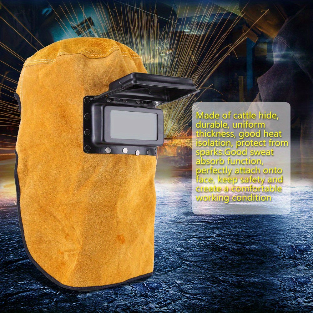 Welding Helmet with Open Lens, Leather Welder Hood Welding Helmet, Heat Resistant Breathable Welding Helmet, Comfortable To Wear