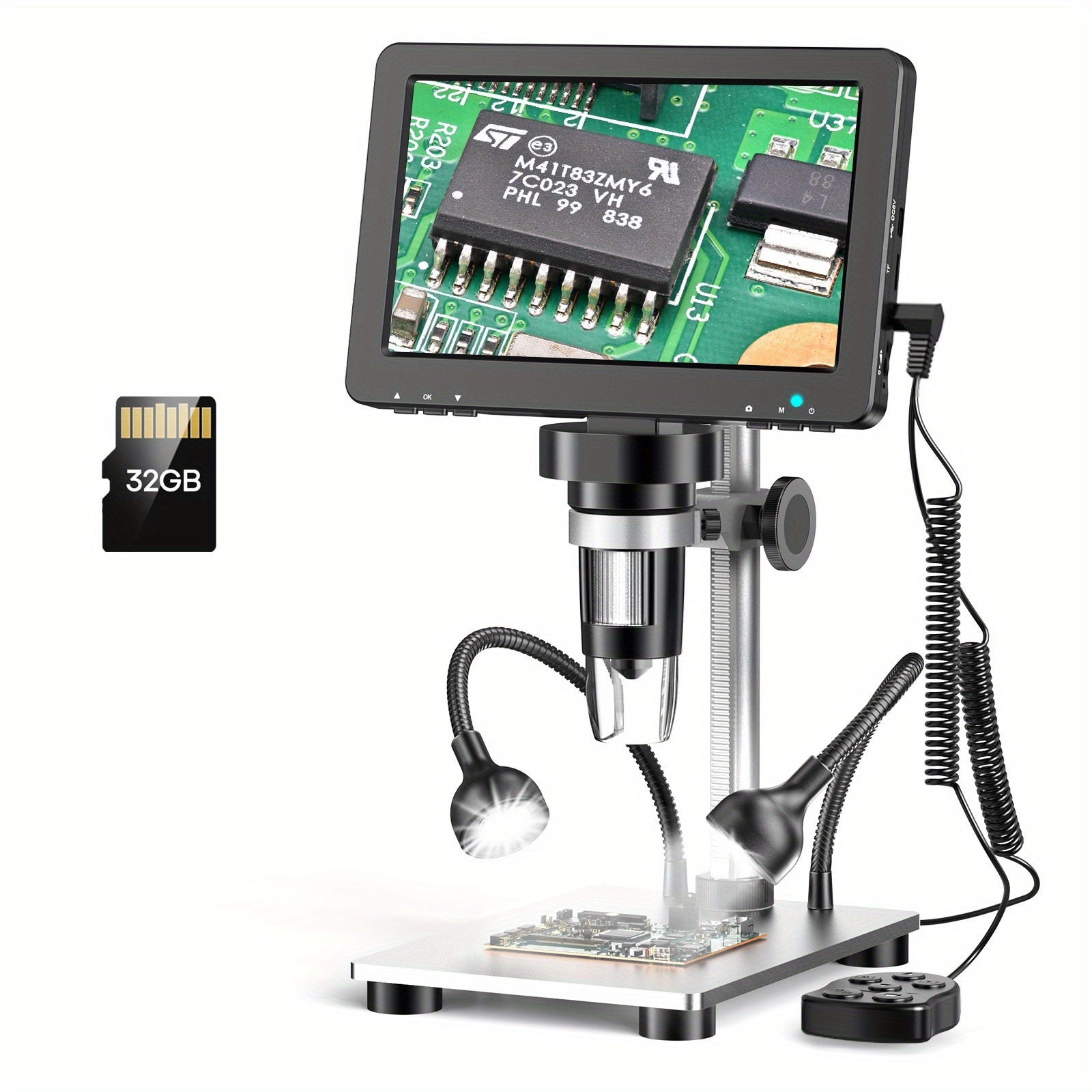 Rievbcau 7-Inch Hd Digital Microscope With 1200X Magnification - Perfect For Electronics Repair & Photography