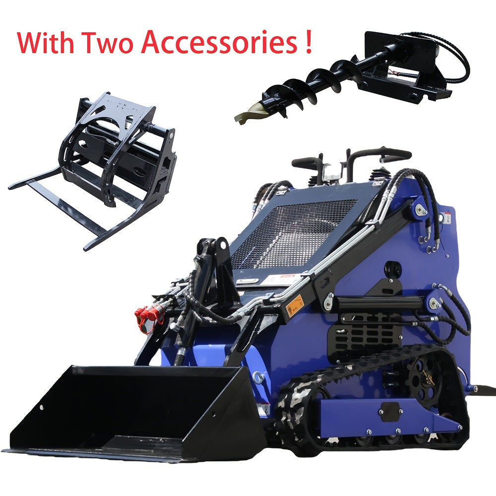 Free Shipping 23HP Stand-On Skid Steer Loader with Dual Bars, Radiator, Two Attachments, Tracks, EPA Engine for Tough Terrain and Garden Maintenance - Digger US Warehouse, Agricultural Machinery, Construction Equipment, Rugge