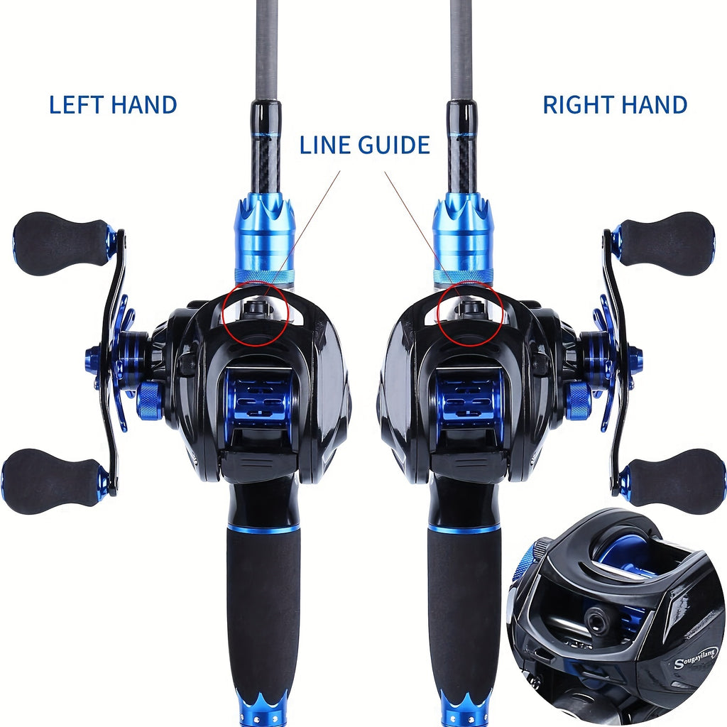 Sougayilang Fishing Rod and Reel Combos 24-Ton Carbon Fiber Fishing Poles with Baitcasting Reel 7.0:1 Gear for Travel Freshwater