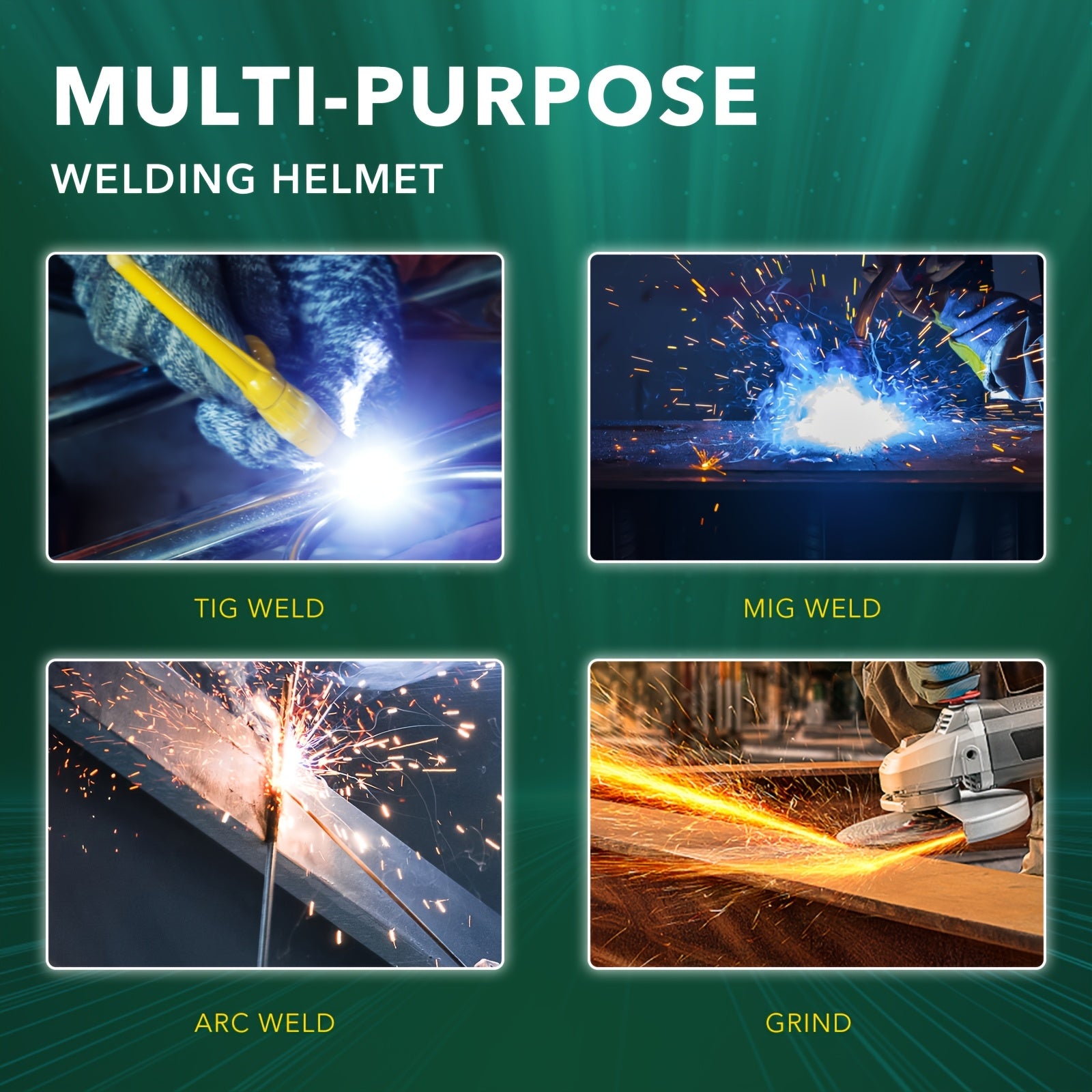 Welding Helmet Auto Darkening Welding Hood With Light True Color 1/1/1/2 Top Optical Clarity Wide Shade 9-13 Welder Helmet Welding Mask With Grinding