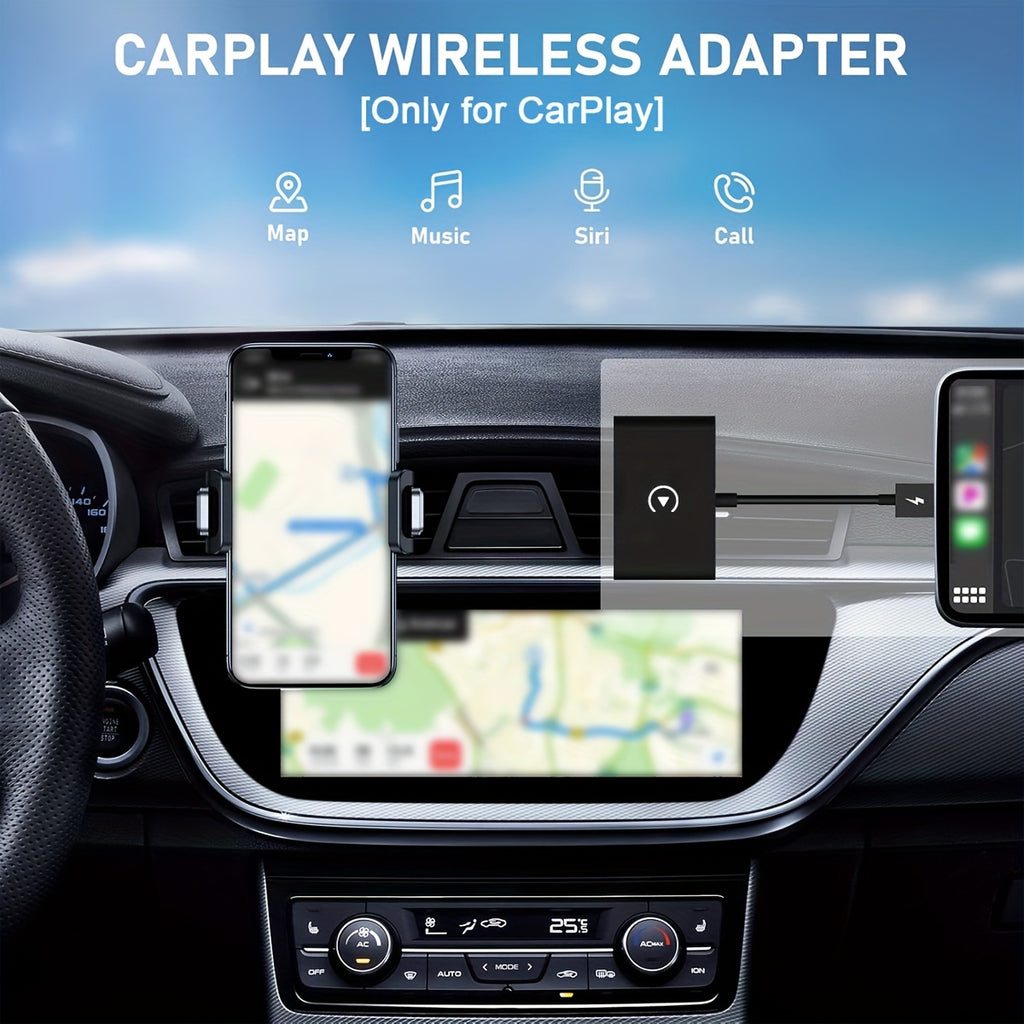 Wireless CarPlay Adapter Wired to Wireless Plug & Play - Wireless 5.0, Auto Connect, Compatible with 600+ Cars (2016+), USB-Powered for iPhone iOS 10+, Carplay Wireless Adapter, Call Management, Compact Design, Highquality El