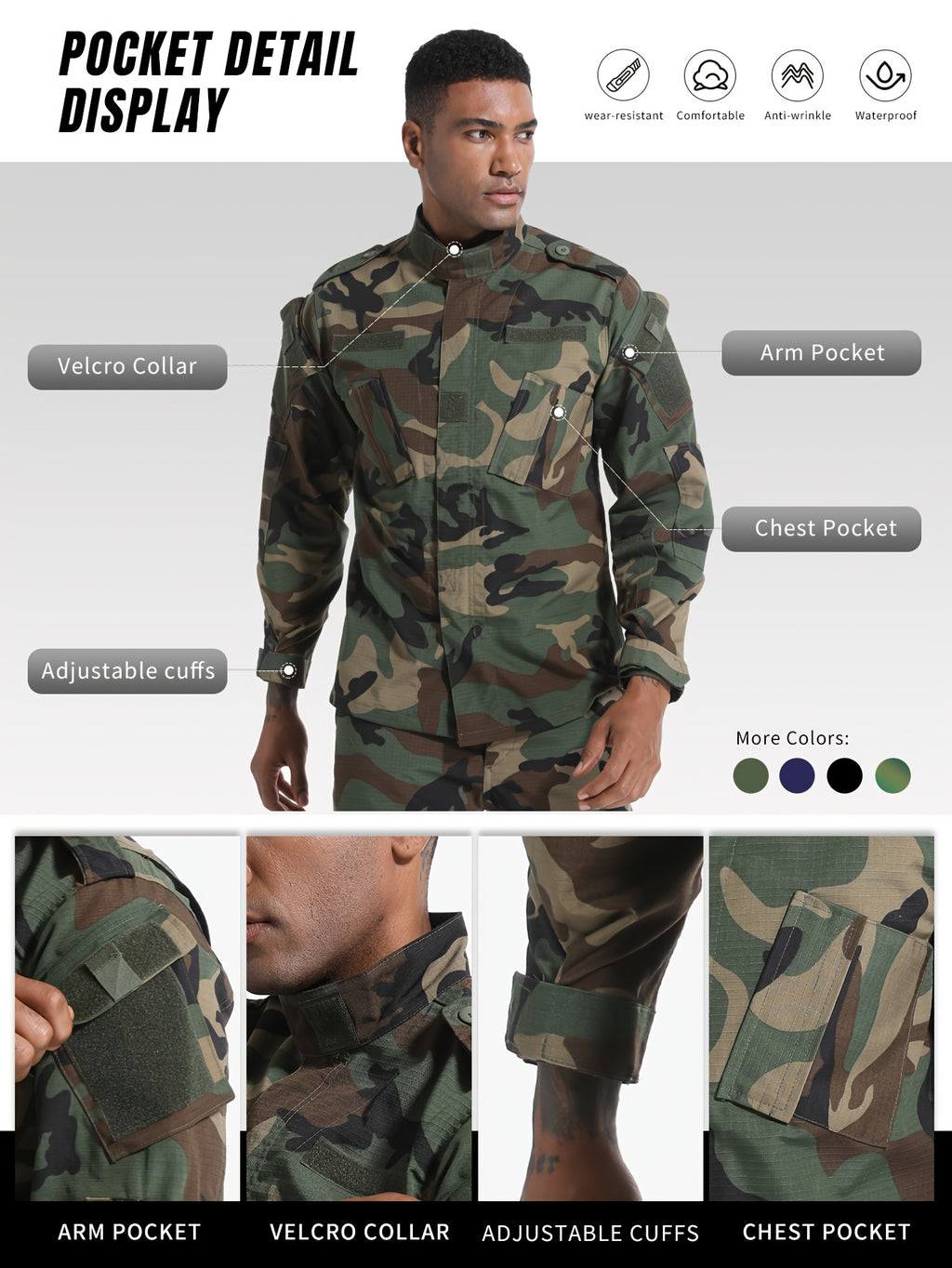 2-Pack Men'S Tactical Cargo Pants & Outdoor Jacket Set - Durable, Lightweight Ripstop Fabric, Slim Fit with Multiple Pockets for Hunting, Training, Hiking, Camping - All-Season Comfort, Hunting Gear, Camping Attire, Sporty St