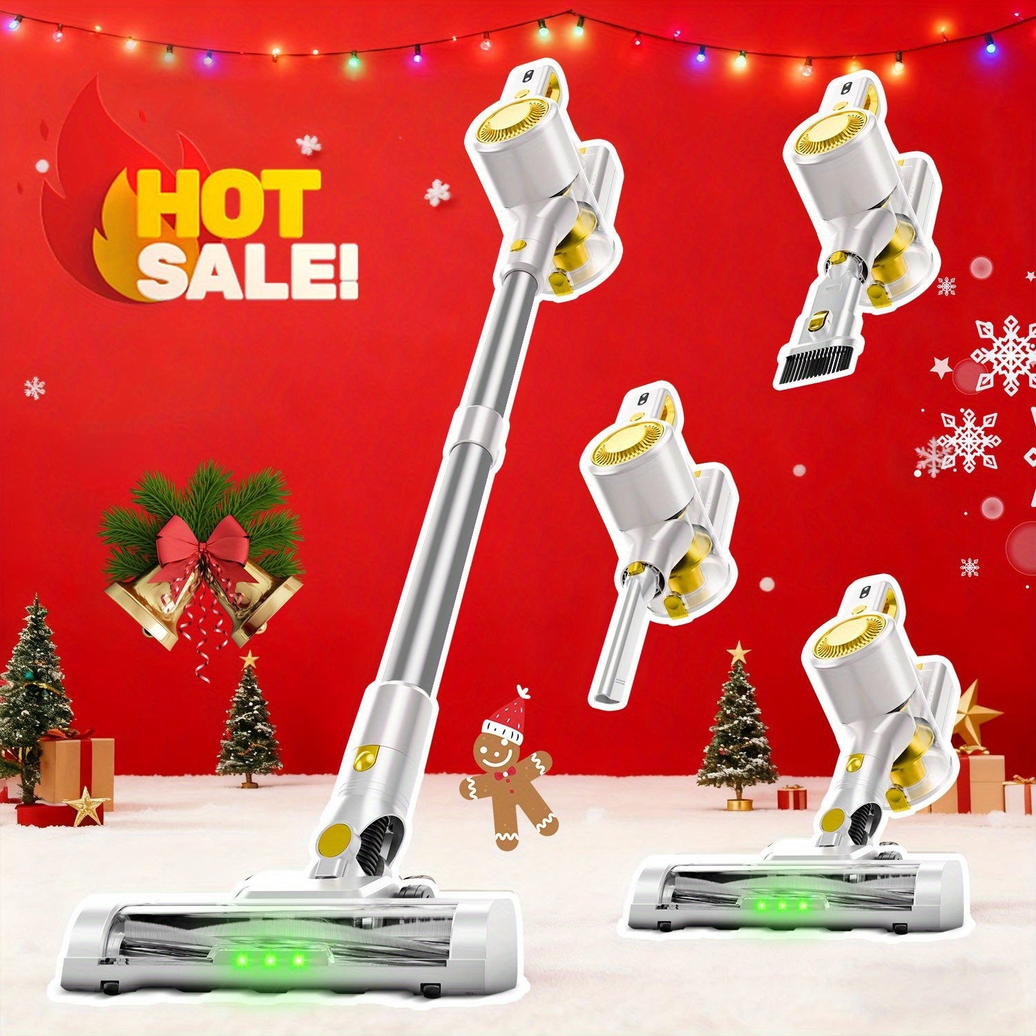 55-70 KPA Lightweight Vacuum Cleaner with Upgraded Green LED, Anti-tangle Brush, Removable Battery, Multiple Suction Levels, Up to 45 Minutes Of Battery Life, Women's Car Accessories, Vacuum Cleaner for Carpets, Pet Hair, And