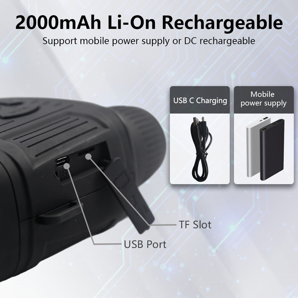 Lantoocam 2.7K Night Vision Binoculars - Record Video & Photo for Camping, Backyard Safety, 2000mAh Rechargeable + Free 32GB Card, Hunting Gear, Camping Equipment, Ergonomic Grip, Compact Design, Durable Construction, Precisi