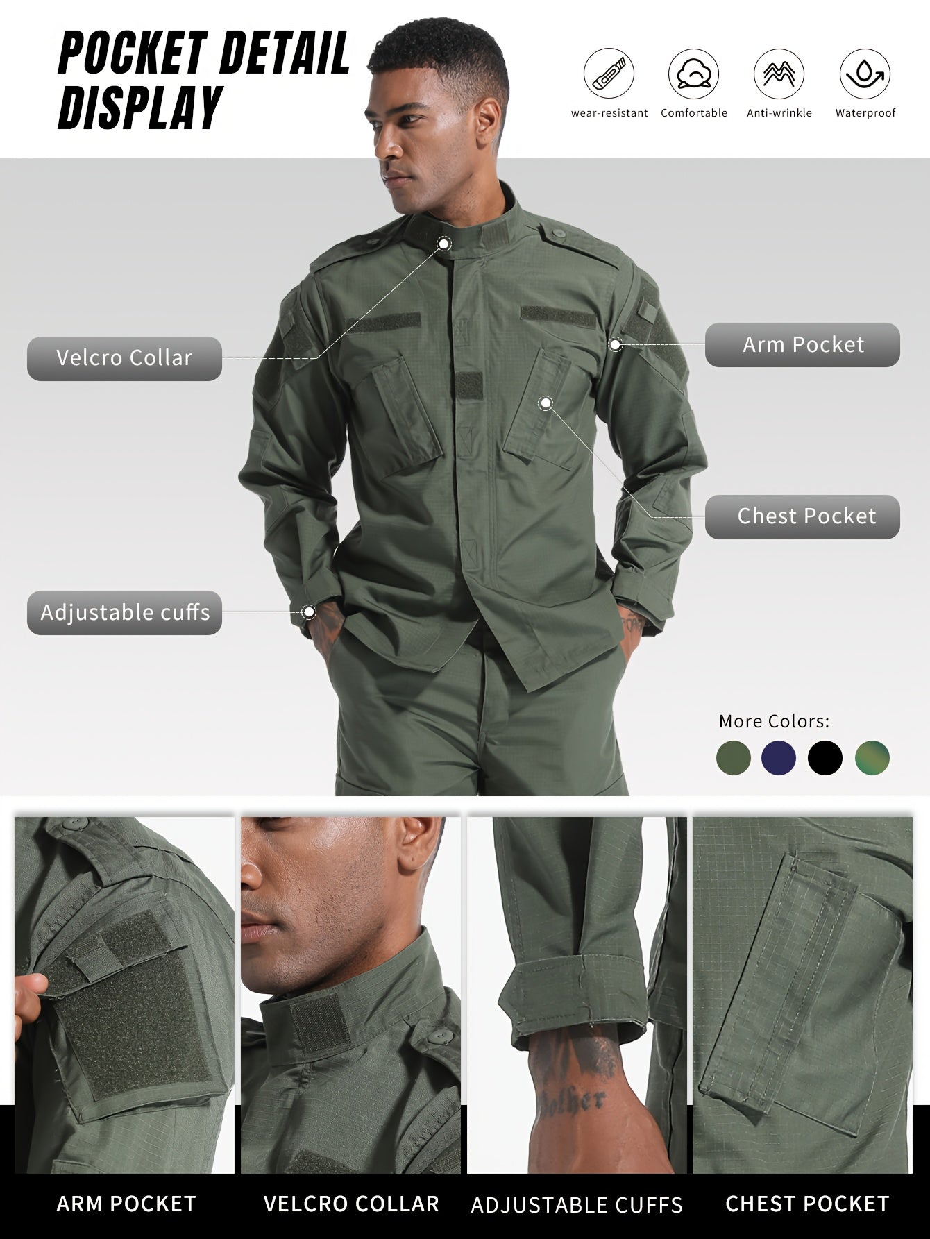 2-Pack Men'S Tactical Cargo Pants & Outdoor Jacket Set - Durable, Lightweight Ripstop Fabric, Slim Fit with Multiple Pockets for Hunting, Training, Hiking, Camping - All-Season Comfort, Hunting Gear, Camping Attire, Sporty St