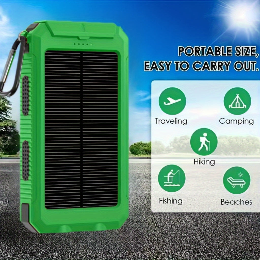 10000mAh/20000mAh Solar Powered Power Bank with Flashlight/USB/Type-C/Micro Interface/compass for Mobile Digital Electronics Devices, Durable and Long-lasting, Travel Camping, LED Flashlight, Hiking Buckle. The Best Gift for