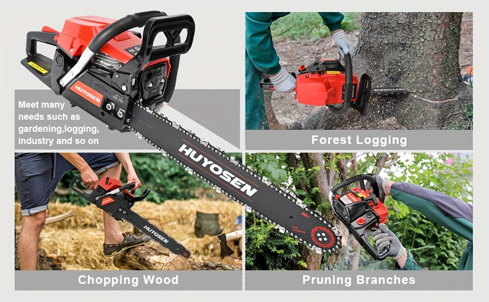54.6cc 20-Inch Gasoline Chainsaw with 2-Stroke Engine, Automatic Lubrication & Ergonomic Handle - Heavy-Duty Metal Construction for Efficient Wood Cutting & Tree Trimming - Ideal for Outdoor Garden, Farm, Home Use - Perfect F