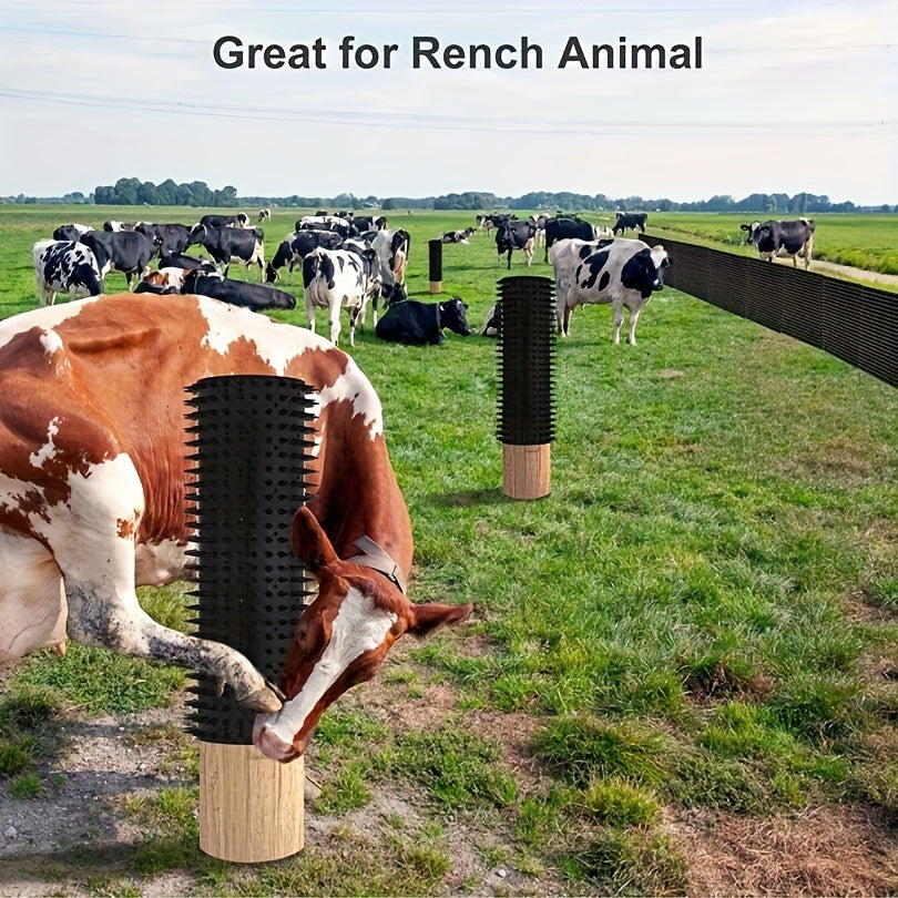 Durable Rubber Animal Grooming Brush - Multi-Species Scratch Itch Relief Tool for Cows, Horses, Sheep, Cats & Cattle - No Battery Needed Farm & Pet Use