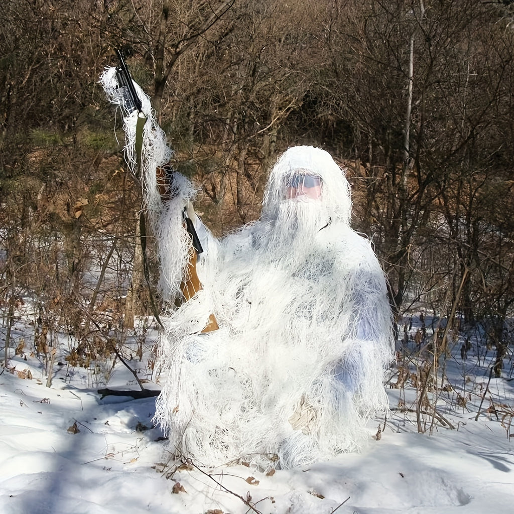 Men's Dry Grass Ghillie Suit, Winter Camo Hunting Suit, Airsoft Gillie Suit Hooded Camouflage Hunting Gear