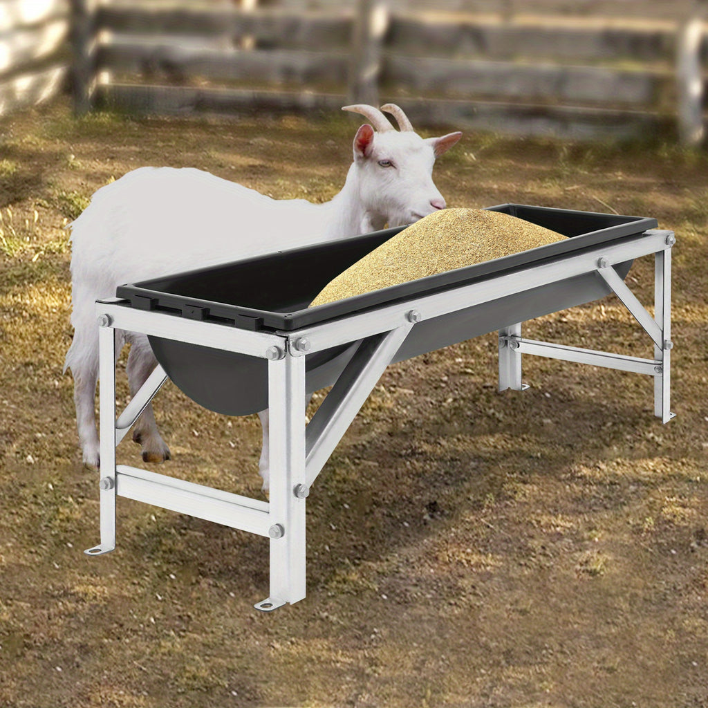 OUKANING 35L/9.25Gal Large Capacity Horse Feeder Water Trough with Stand - Durable Metal Frame, Easy-Clean Design for Calfes, Sheep, Horses, Alpacas & Goats - Farm Livestock Feeding & Hydration, Horse Feeder, Sturdy Construct