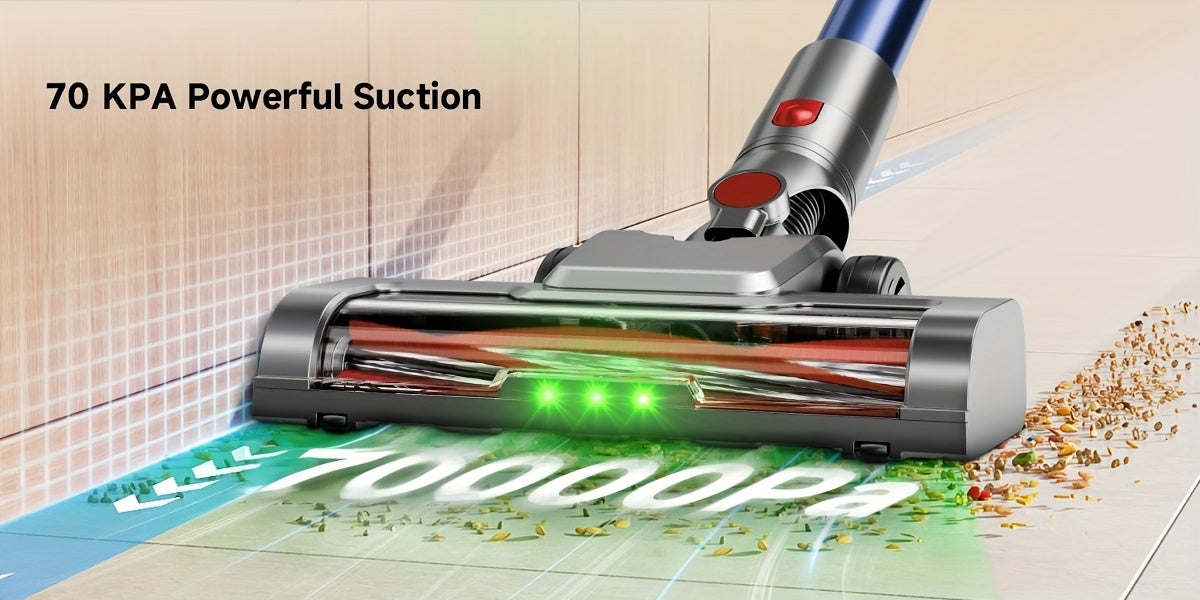 55-70 KPA Lightweight Vacuum Cleaner with Upgraded Green LED, Anti-tangle Brush, Removable Battery, Multiple Suction Levels, Up to 45 Minutes Of Battery Life, Women's Car Accessories, Vacuum Cleaner for Carpets, Pet Hair, And