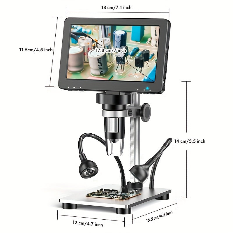 Rievbcau 7-Inch Hd Digital Microscope With 1200X Magnification - Perfect For Electronics Repair & Photography