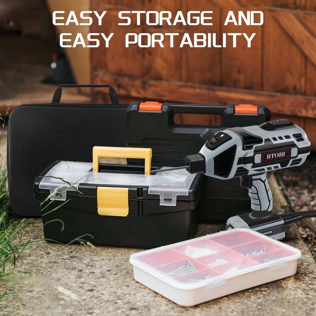 1pc Portable Welding Machine, 110V Handheld Arc Welder With IGBT Inverter, Variable Current Control, Portable ARC Welding Gun For 3/32"-1/8" Rod, Welding Kit With Carrying Case