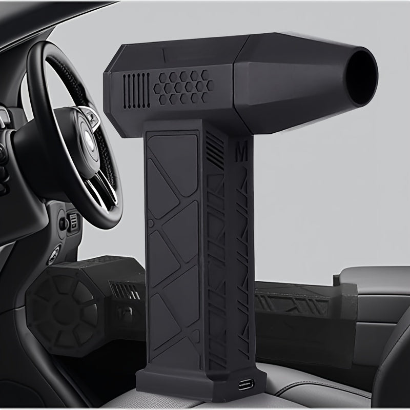 1pc Black Rechargeable Portable Turbojet Fan With Powerful Blower, Equipped With High-speed Air Duct Fan, Ultra-Powerful High-Speed Air Blower - Mini Turbo Jet Fan For Quick Dust Removal - Perfect For Cars, Home & Electronics