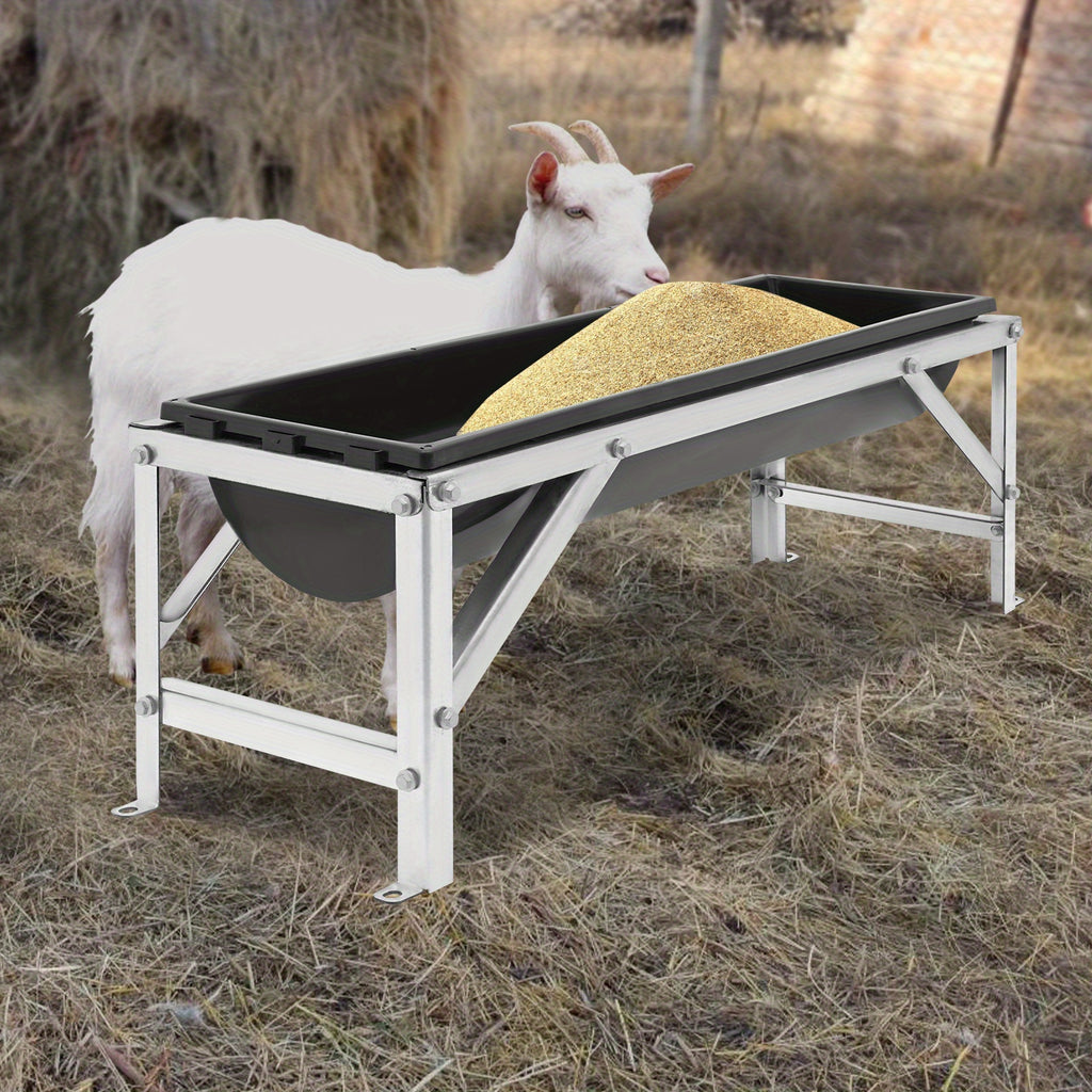 OUKANING 35L/9.25Gal Large Capacity Horse Feeder Water Trough with Stand - Durable Metal Frame, Easy-Clean Design for Calfes, Sheep, Horses, Alpacas & Goats - Farm Livestock Feeding & Hydration, Horse Feeder, Sturdy Construct