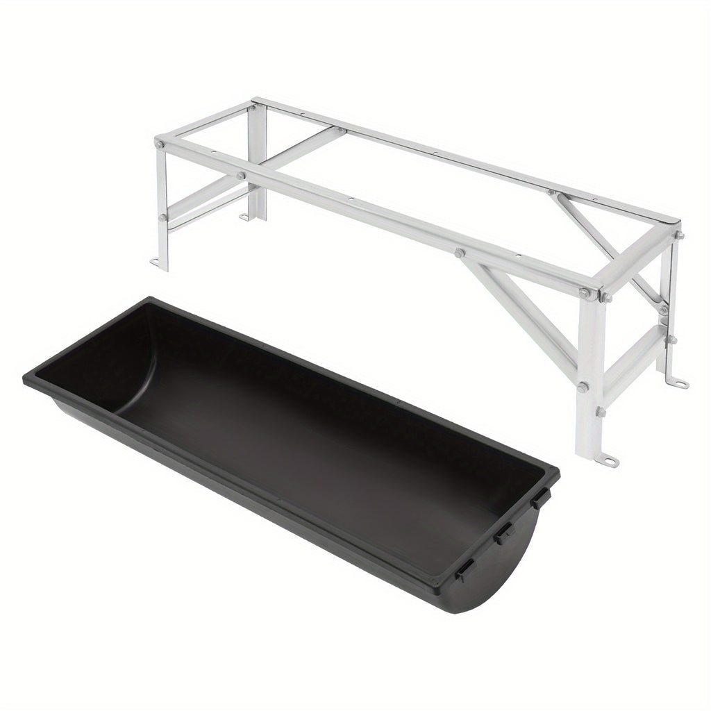 OUKANING 35L/9.25Gal Large Capacity Horse Feeder Water Trough with Stand - Durable Metal Frame, Easy-Clean Design for Calfes, Sheep, Horses, Alpacas & Goats - Farm Livestock Feeding & Hydration, Horse Feeder, Sturdy Construct