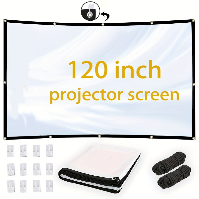 120/100/84 Inch Portable Foldable Wrinkle-Resistant Projection Screen with Carry & Stands - 16:9 Widescreen HD Clarity for Home Theater, Outdoor Movies, Office, Gaming - Lightweight Durable Indoor/Outdoor Projector Screen (No