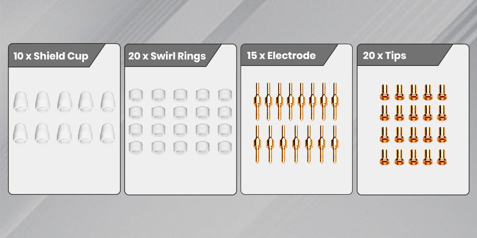 Plasma Cutter Welder MIG Welder Combo 6in1 with 65Pcs PT31 Plasma Cutting Torch Consumable, Gas MIG/Flux Core MIG/Spool Gun/Lift TIG/Stick/Plasma Cutting 110v/220v Aluminum MIG Welder Machine with Complete Welding Accessories