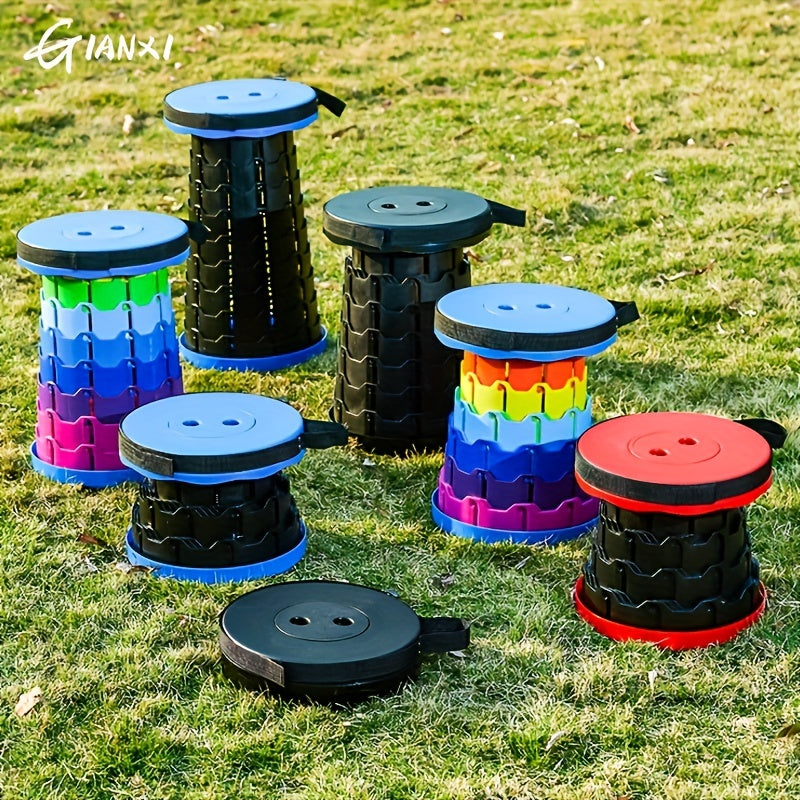 1pc Ultralight Folding Stool - Adjustable Height Portable Bench For Camping, Fishing, And Outdoor Activities - Supports Up To 550lbs