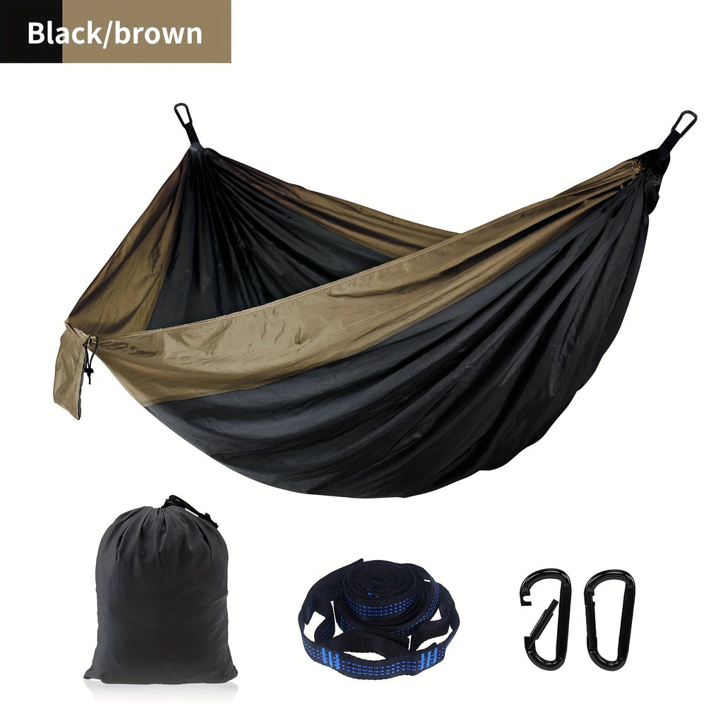 Solid Color Parachute Hammock With Hammock Strap And Black Carabiner, Camping Survival Travel Outdoor Furniture