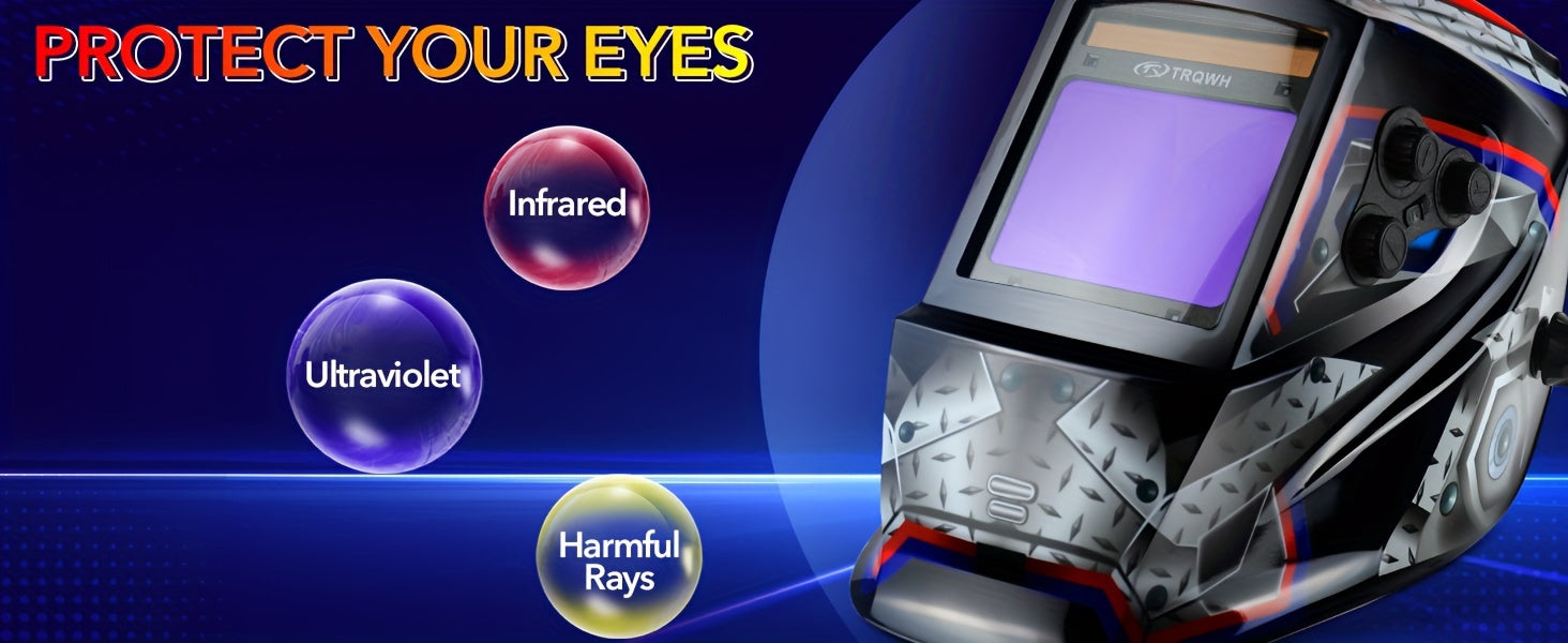 TRQWH Welding Helmet Auto Darkening - Large Viewing True Color Solar Powered Welding Hood With 4 Arc Sensor Adjustable Wide Shade Welder Mask For TIG MIG ARC Weld Plasma Cut Grinding