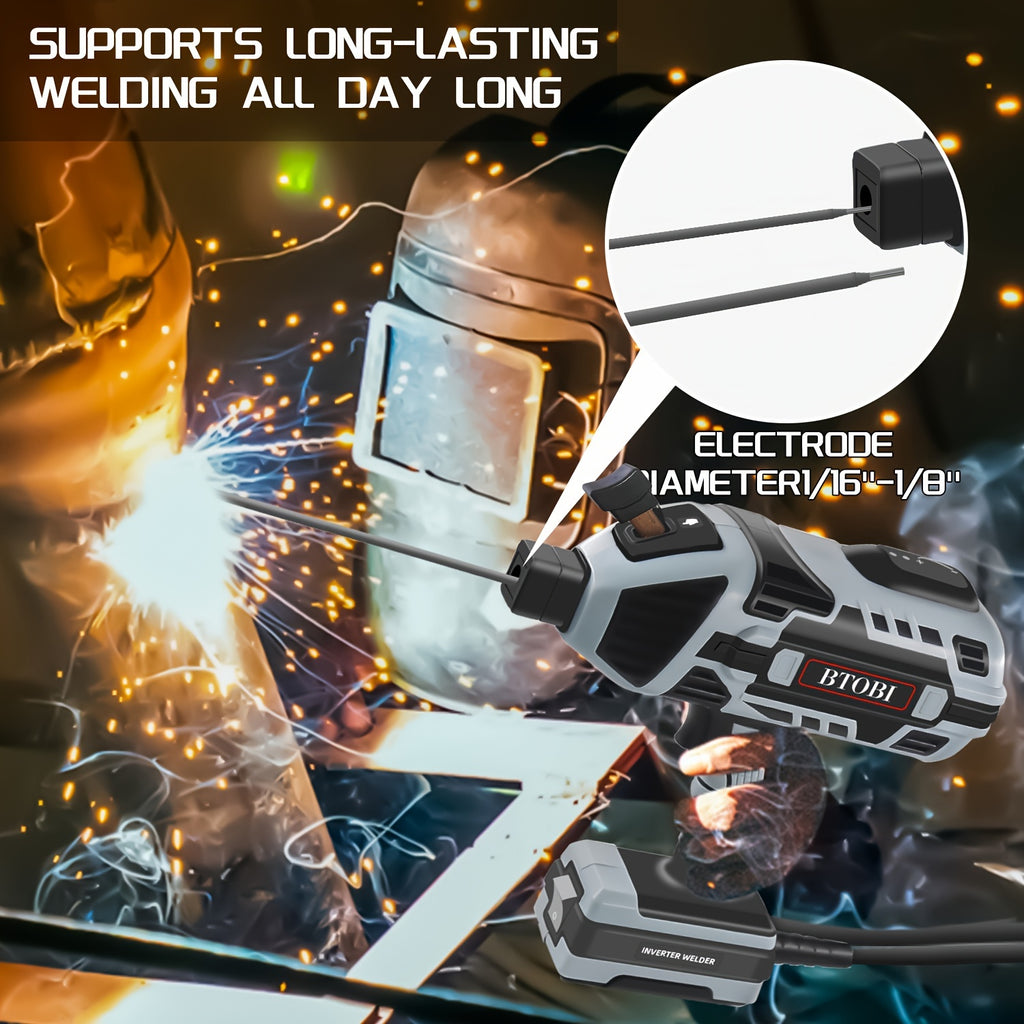 1pc Portable Welding Machine, 110V Handheld Arc Welder With IGBT Inverter, Variable Current Control, Portable ARC Welding Gun For 3/32"-1/8" Rod, Welding Kit With Carrying Case