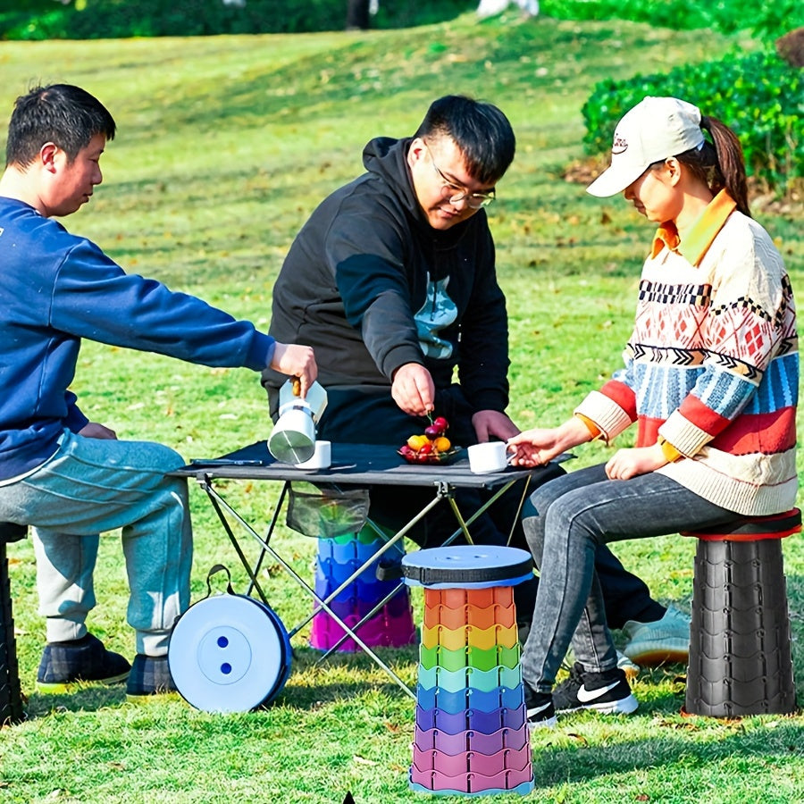 1pc Ultralight Folding Stool - Adjustable Height Portable Bench For Camping, Fishing, And Outdoor Activities - Supports Up To 550lbs
