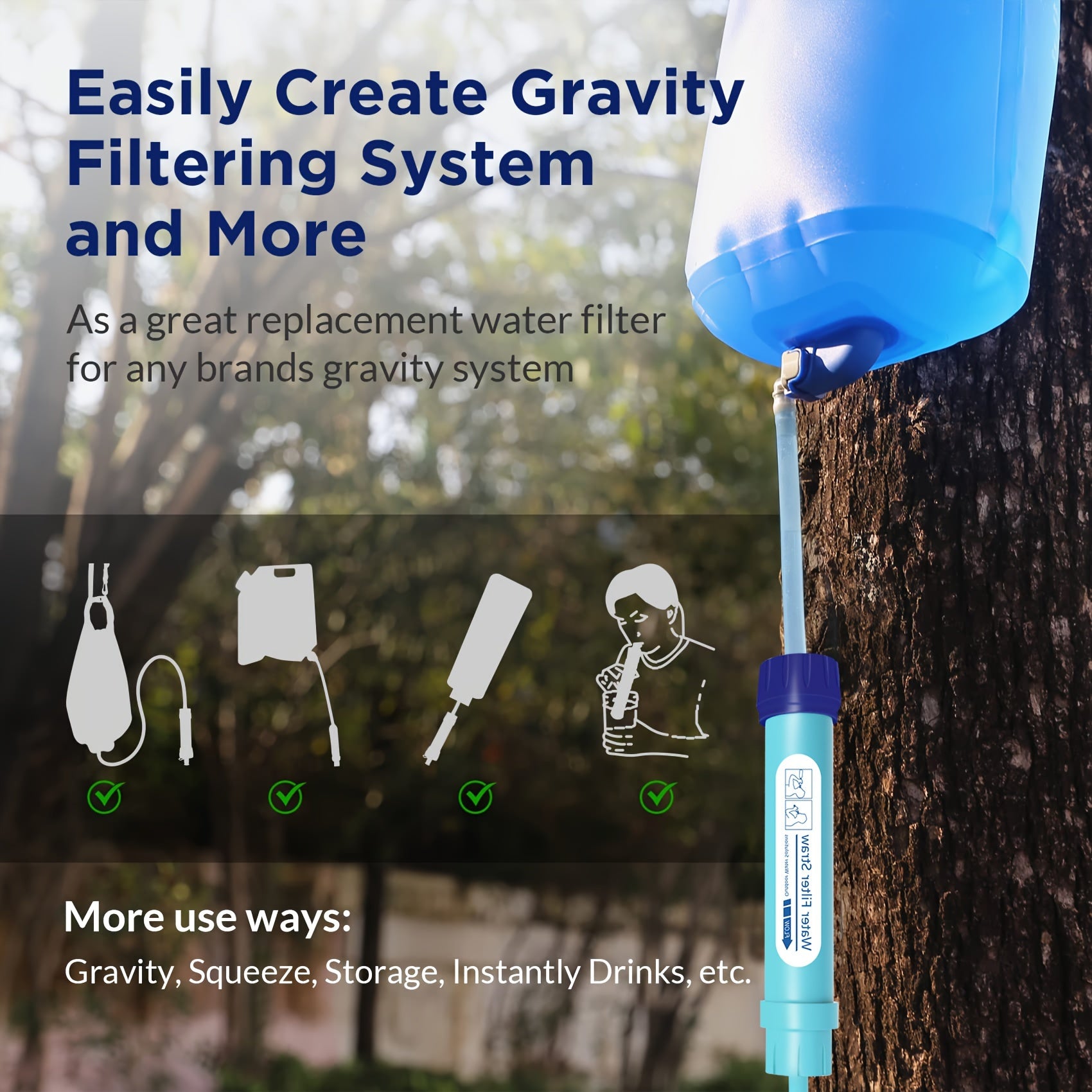 2pcs/4pcs, Personal Water Filter Straw Mini Water Purifier Survival Gear for Hiking, Camping, Travel and Emergency Preparedness