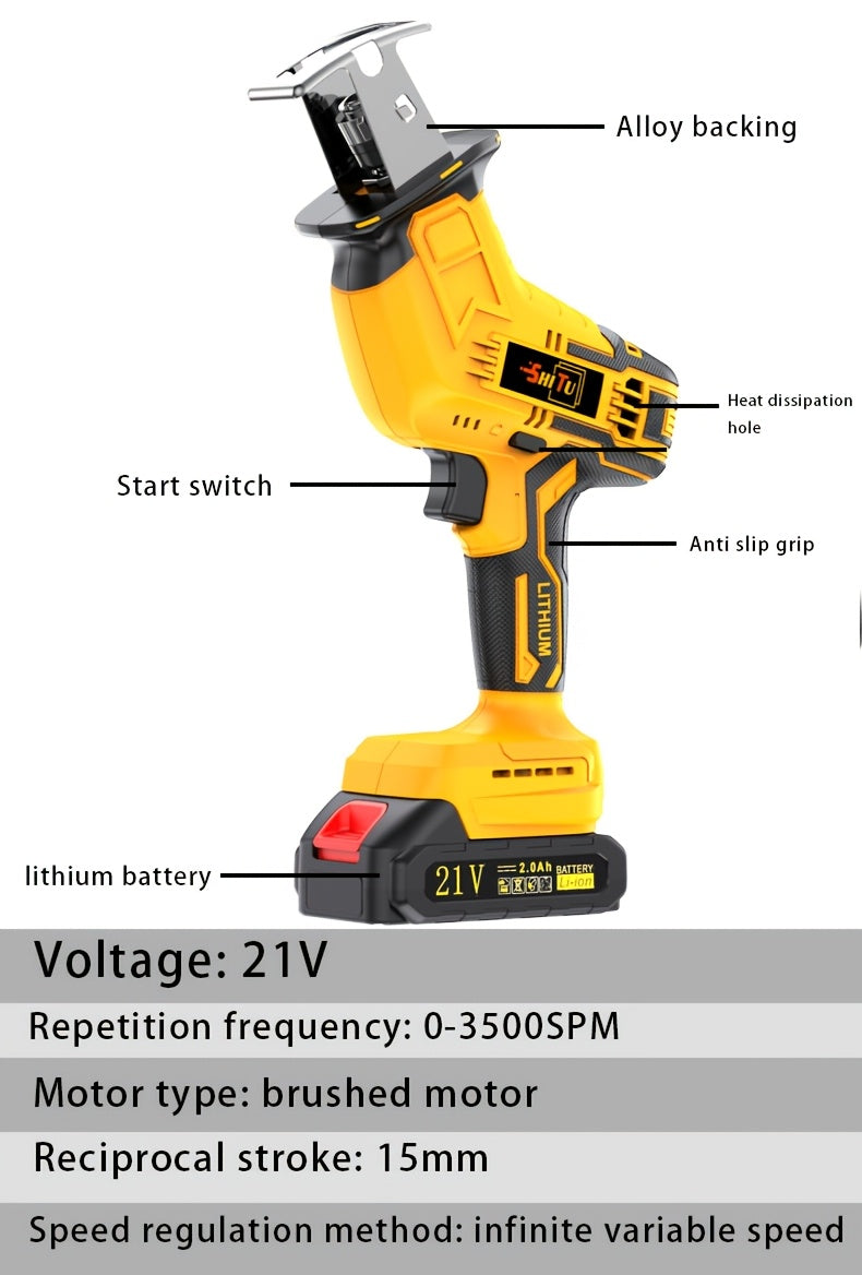 Lithium Electronics, Electric Cordless Saw, Cordless Saw Blade, Cordless Reciprocating Saw, Suitable For Home And Outdoor Use, Suitable For Electric Reciprocating Saw, Cutting Trees, PVC, Thin Wood Boards And Soft Metal Wood.