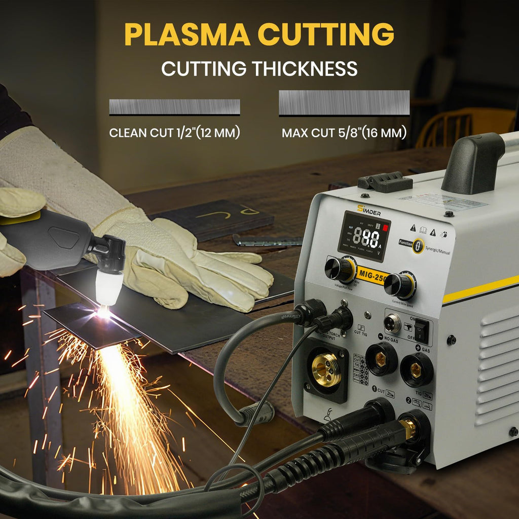 Plasma Cutter Welder MIG Welder Combo 6in1 with 65Pcs PT31 Plasma Cutting Torch Consumable, Gas MIG/Flux Core MIG/Spool Gun/Lift TIG/Stick/Plasma Cutting 110v/220v Aluminum MIG Welder Machine with Complete Welding Accessories
