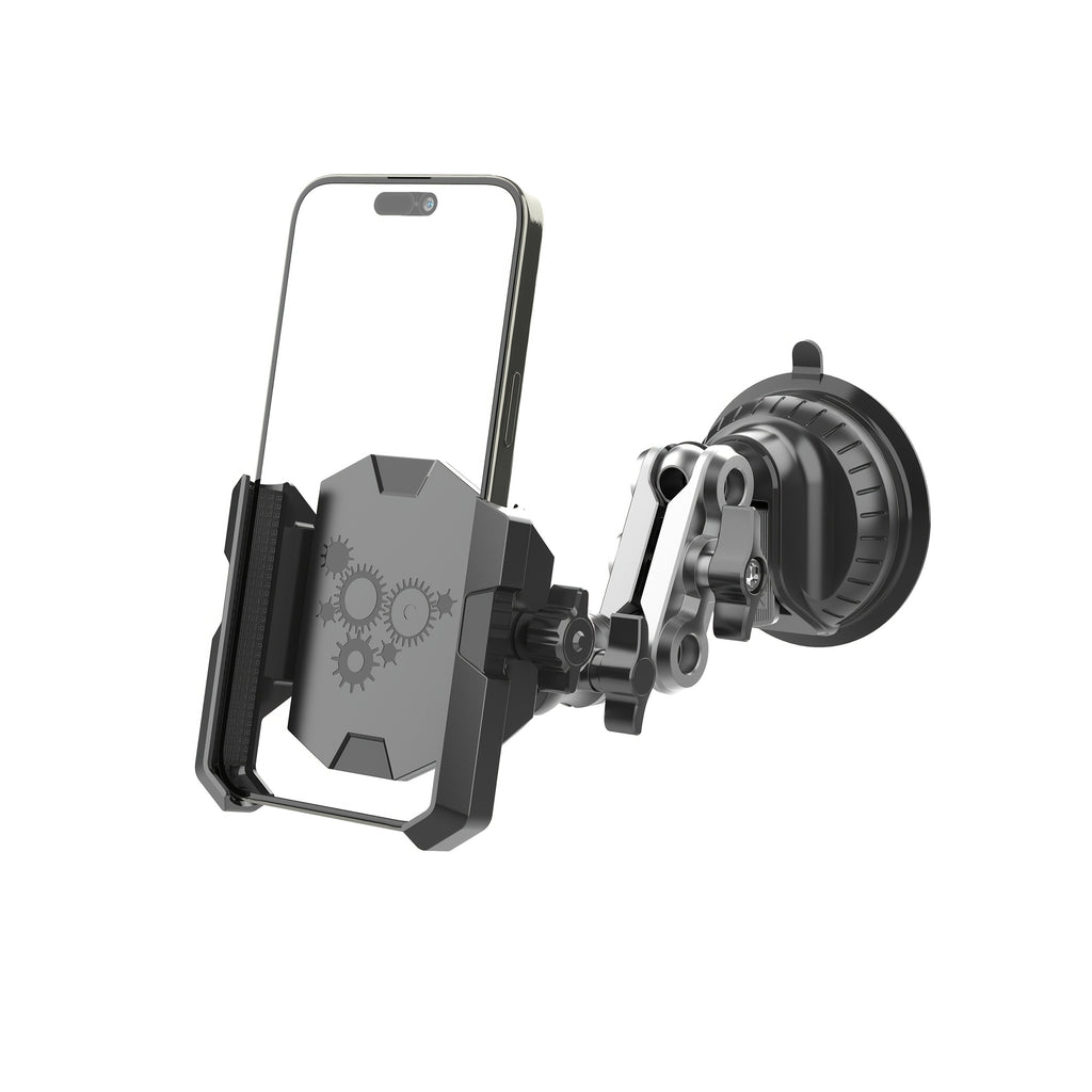 LRBH Aluminum Alloy Car Phone Mount with Adjustable Suction Cup & Metal Clamp Arm, 360° Rotatable Strong Grip for Video Recording, Vlog Shooting, Hands-Free Car Accessories, Car Phone Holder Mount, Geometric Pattern Design,