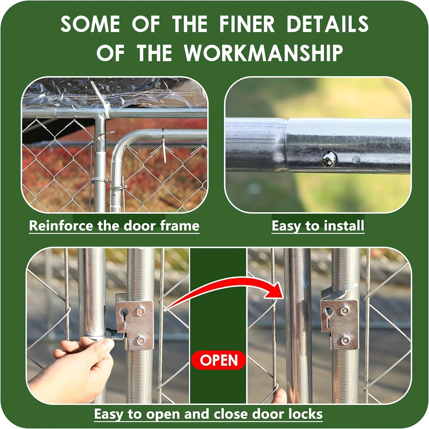 Dog Kennel Outdoor Large Dog House Outside with Waterproof Canopy, Heavy Duty Dog Playpen Galvanized Anti-Rust Dog Cage for Farm Backyard Garden (118'' L x 118'' W x 83'' H)