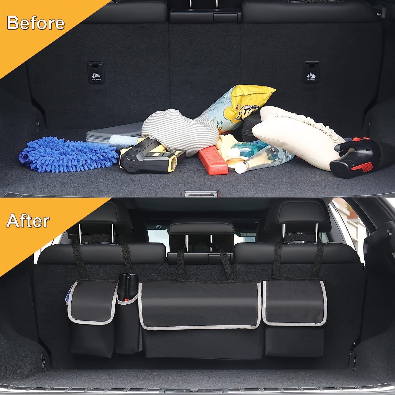 Car Trunk Organizer And Storage, Backseat Hanging Organizer For SUV, Truck, MPV, Waterproof, Collapsible Cargo Storage Bag With 4 Pockets, Car Accessories For Men And Women