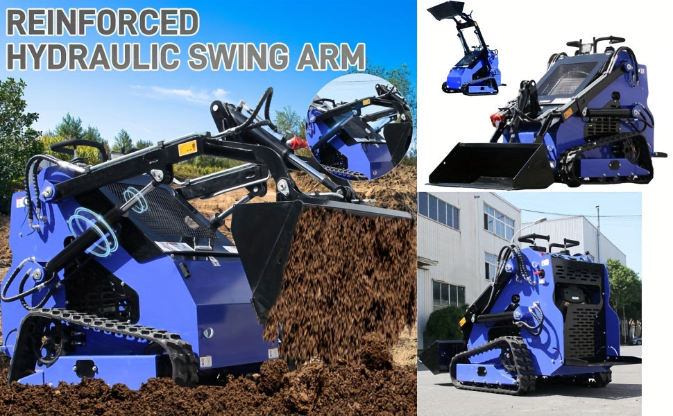 Free Shipping 23HP Stand-On Skid Steer Loader with Dual Bars, Radiator, Two Attachments, Tracks, EPA Engine for Tough Terrain and Garden Maintenance - Digger US Warehouse, Agricultural Machinery, Construction Equipment, Rugge