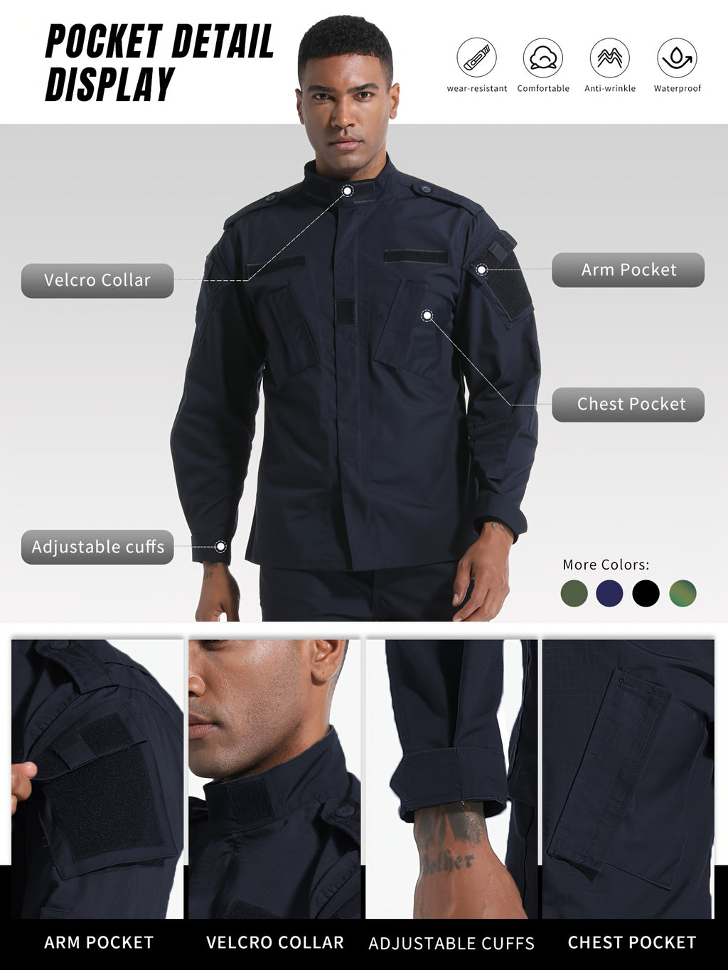 2-Pack Men'S Tactical Cargo Pants & Outdoor Jacket Set - Durable, Lightweight Ripstop Fabric, Slim Fit with Multiple Pockets for Hunting, Training, Hiking, Camping - All-Season Comfort, Hunting Gear, Camping Attire, Sporty St