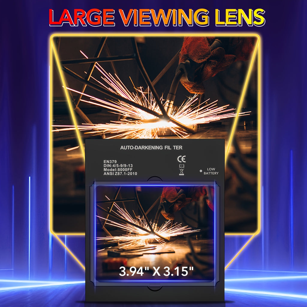 TRQWH Welding Helmet Auto Darkening - Large Viewing True Color Solar Powered Welding Hood With 4 Arc Sensor Adjustable Wide Shade Welder Mask For TIG MIG ARC Weld Plasma Cut Grinding