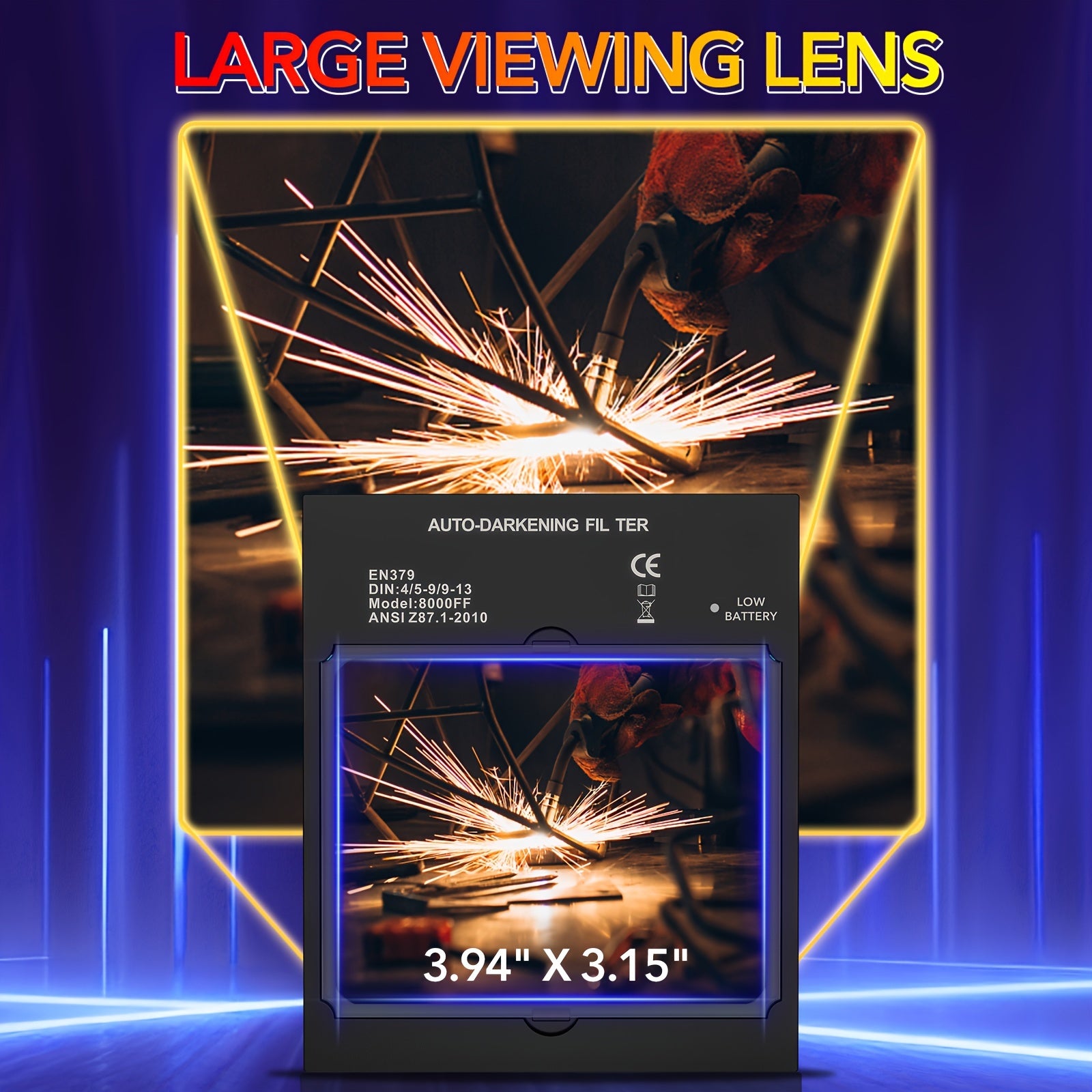 TRQWH Welding Helmet Auto Darkening - Large Viewing True Color Solar Powered Welding Hood With 4 Arc Sensor Adjustable Wide Shade Welder Mask For TIG MIG ARC Weld Plasma Cut Grinding