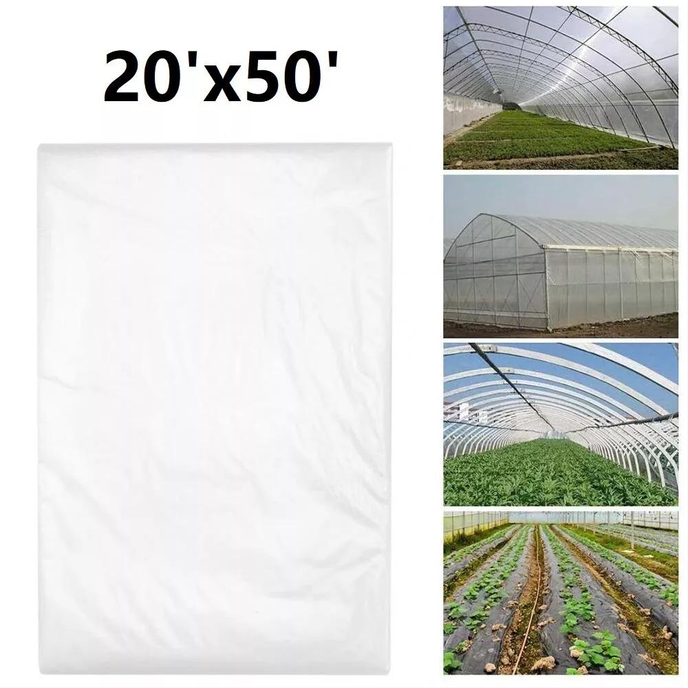 6 mil Greenhouse Plastic Film Sheeting Cover Large Size 100ft 50ft 40ft Length Available UV Resistant Clear Polyethylene Film Green House Hoop Farm Plastic Cover for Gardening Farming Agriculture