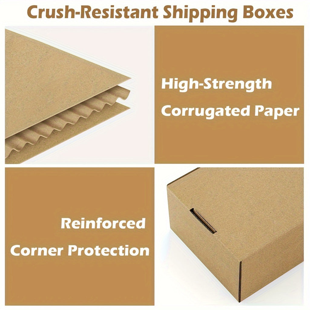 50pcs Brown Corrugated Mailer Boxes, 5.91x3.94x1.57inch, Triple Layer Extra Hard, Lid Included for Shipping Crafts, Electronics, Fragile Items - No Odor, Ideal for Small Businesses and Gift Packaging, Shipping Supplies | Neut