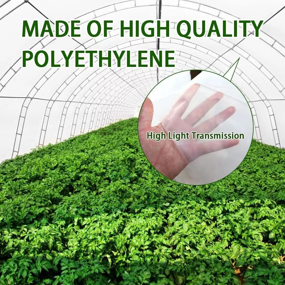6 mil Greenhouse Plastic Film Sheeting Cover Large Size 100ft 50ft 40ft Length Available UV Resistant Clear Polyethylene Film Green House Hoop Farm Plastic Cover for Gardening Farming Agriculture
