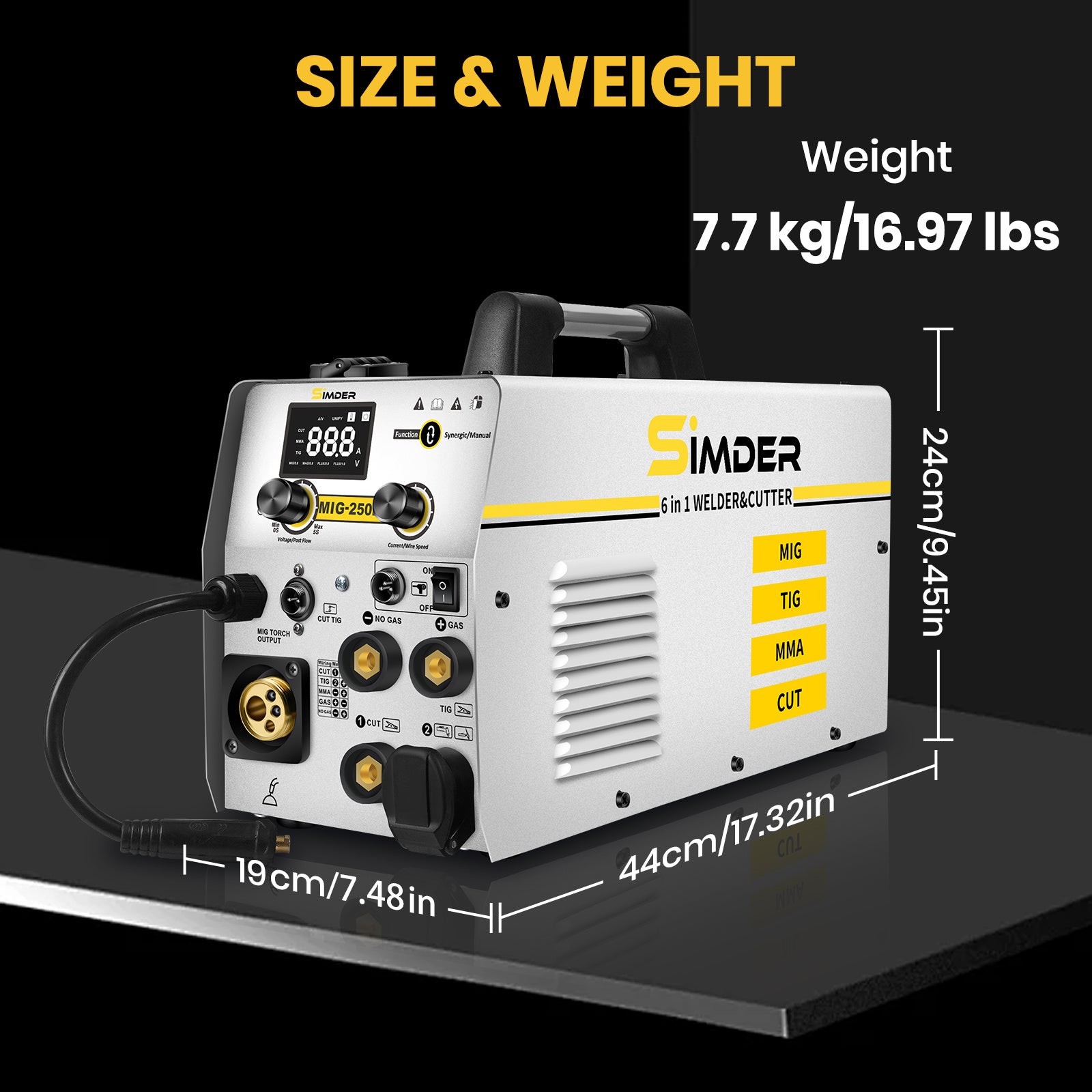 Plasma Cutter Welder MIG Welder Combo 6in1 with 65Pcs PT31 Plasma Cutting Torch Consumable, Gas MIG/Flux Core MIG/Spool Gun/Lift TIG/Stick/Plasma Cutting 110v/220v Aluminum MIG Welder Machine with Complete Welding Accessories