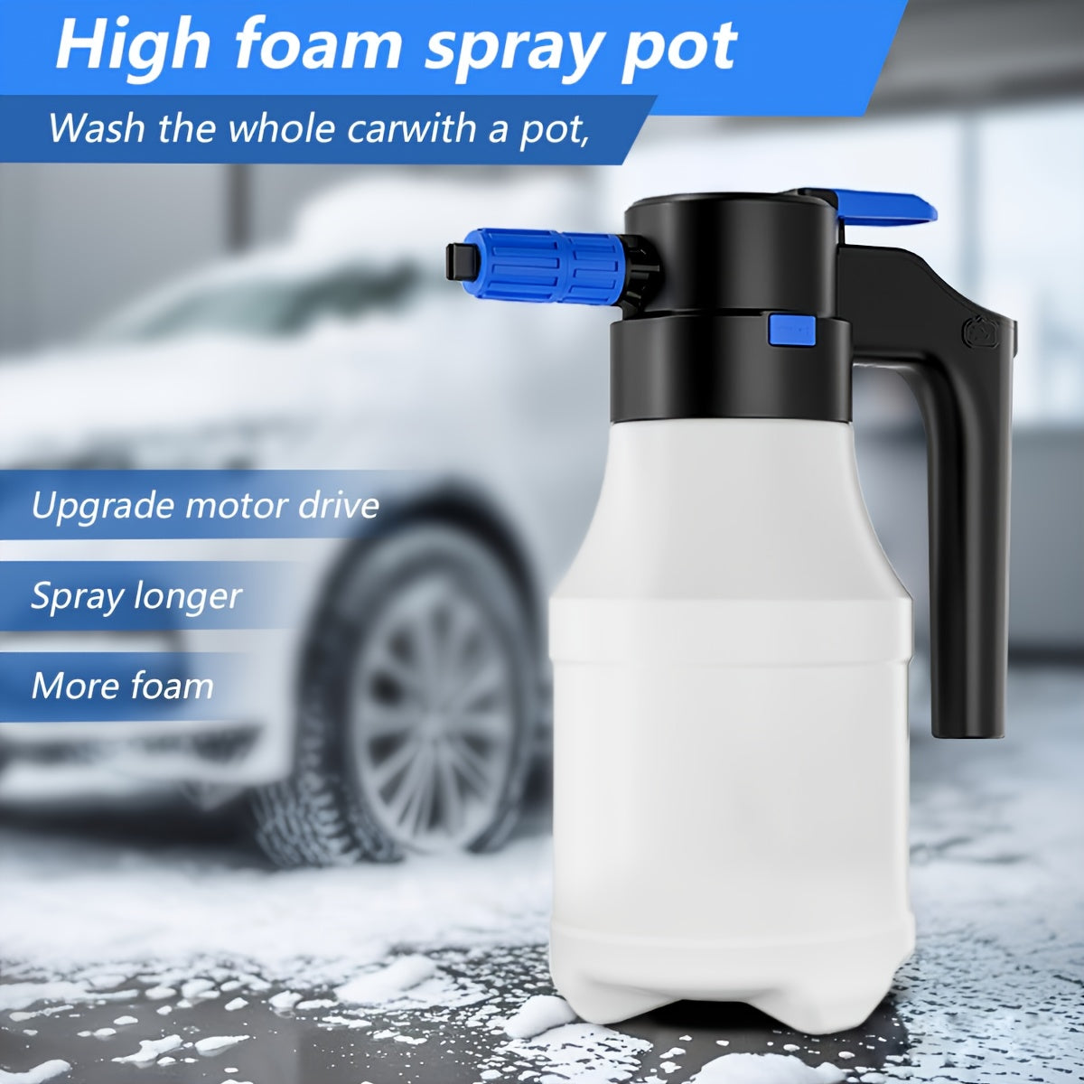 1.5L Electric Car Foam Sprayer - USB Rechargeable Handheld Foam Gun with Ergonomic Handle, Adjustable Spray Nozzle & Portable Design for Car Washing, RV, Motorcycle, Boat, and Vehicle Cleaning, Car Wash Foam Gun, Vehicle Clea