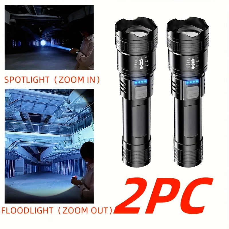 High Lumens Rechargeable LED Flashlights Ultra-Bright Flashlights 3 Modes Flash Light Tactical Accessories, Zoomable Torch, Handheld Power Display Flashlight for Outdoor Camping Fishing Survival Hunting Gear And Equipment Loc