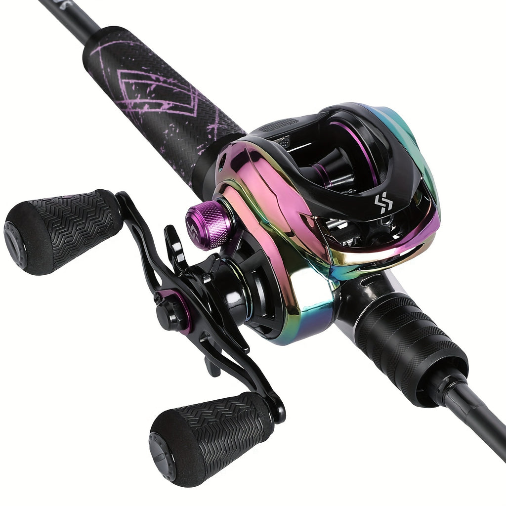 Sougayilang Fishing Rod And Reel Combo, Medium Fast Baitcasting Combo, 24-Ton Carbon Fiber 2 Pieces Fishing Poles With Baitcaster Reel Super Polymer Handle Baitcasting Fishing Combo