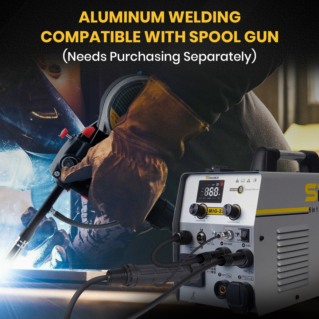 Plasma Cutter Welder MIG Welder Combo 6in1 with 65Pcs PT31 Plasma Cutting Torch Consumable, Gas MIG/Flux Core MIG/Spool Gun/Lift TIG/Stick/Plasma Cutting 110v/220v Aluminum MIG Welder Machine with Complete Welding Accessories
