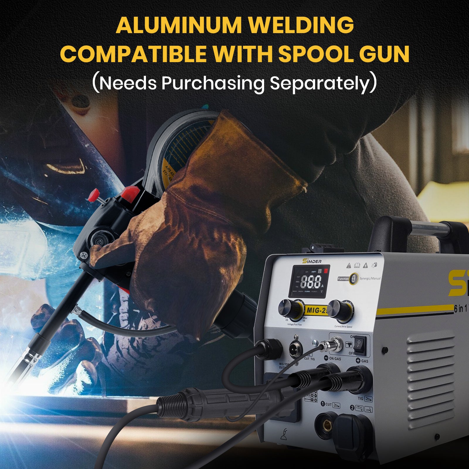 Plasma Cutter Welder MIG Welder Combo 6in1 with 65Pcs PT31 Plasma Cutting Torch Consumable, Gas MIG/Flux Core MIG/Spool Gun/Lift TIG/Stick/Plasma Cutting 110v/220v Aluminum MIG Welder Machine with Complete Welding Accessories