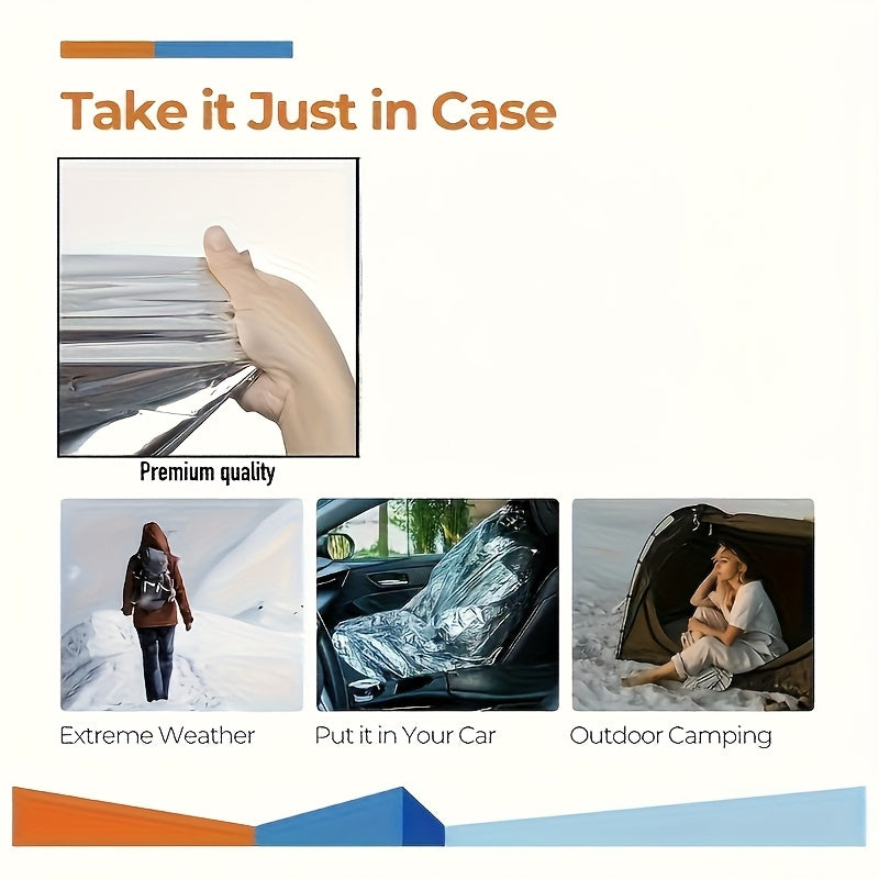 [Emergency Thermal Blankets] 10-Pack Heavy-Duty Emergency Thermal Blankets - Extra Large 52x82 Inch (4x6.5ft) Mylar-like Reflective Foil Sheets for Extreme Cold & Heat Protection - Portable Shelter & Ground Cover for Camping,