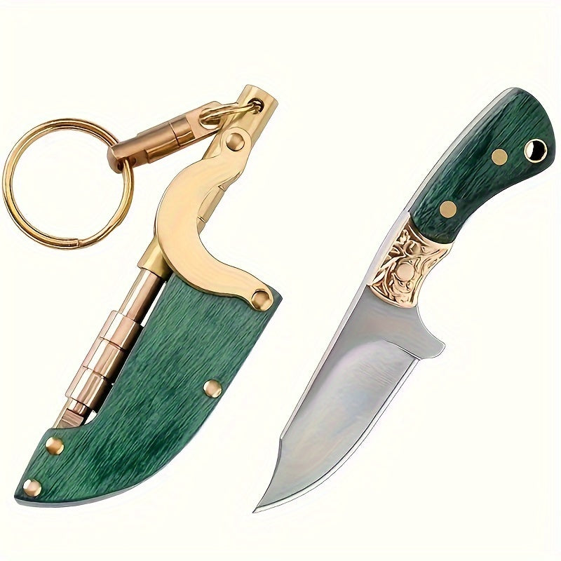 1PC Mini Performance Knife - Compact, Fun, and Versatile Outdoor Pocket Knife for Men - 3.35 Inches, Button Operated, Peeling, Household, Box Opening, Gift, Sheath Included